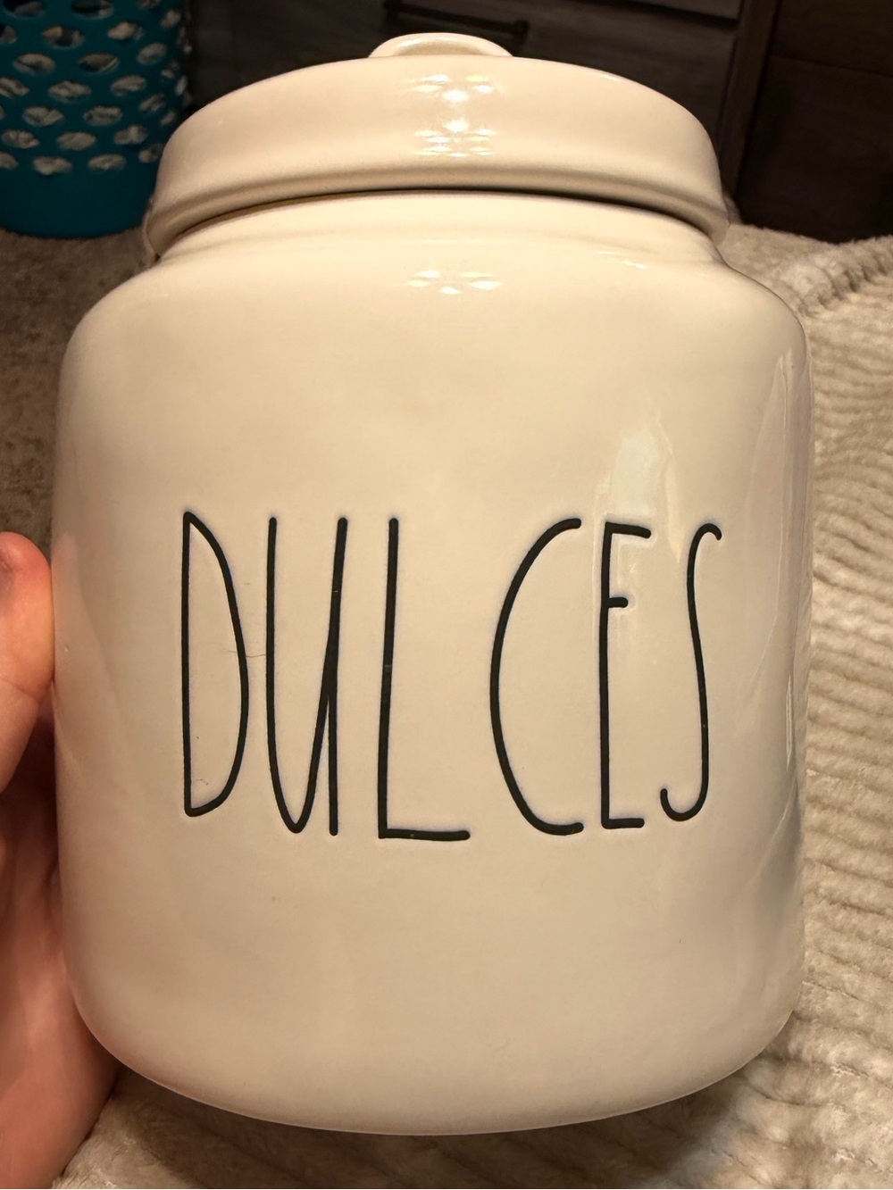 Rae Dunn White 'Dulces' Ceramic Candy Jar